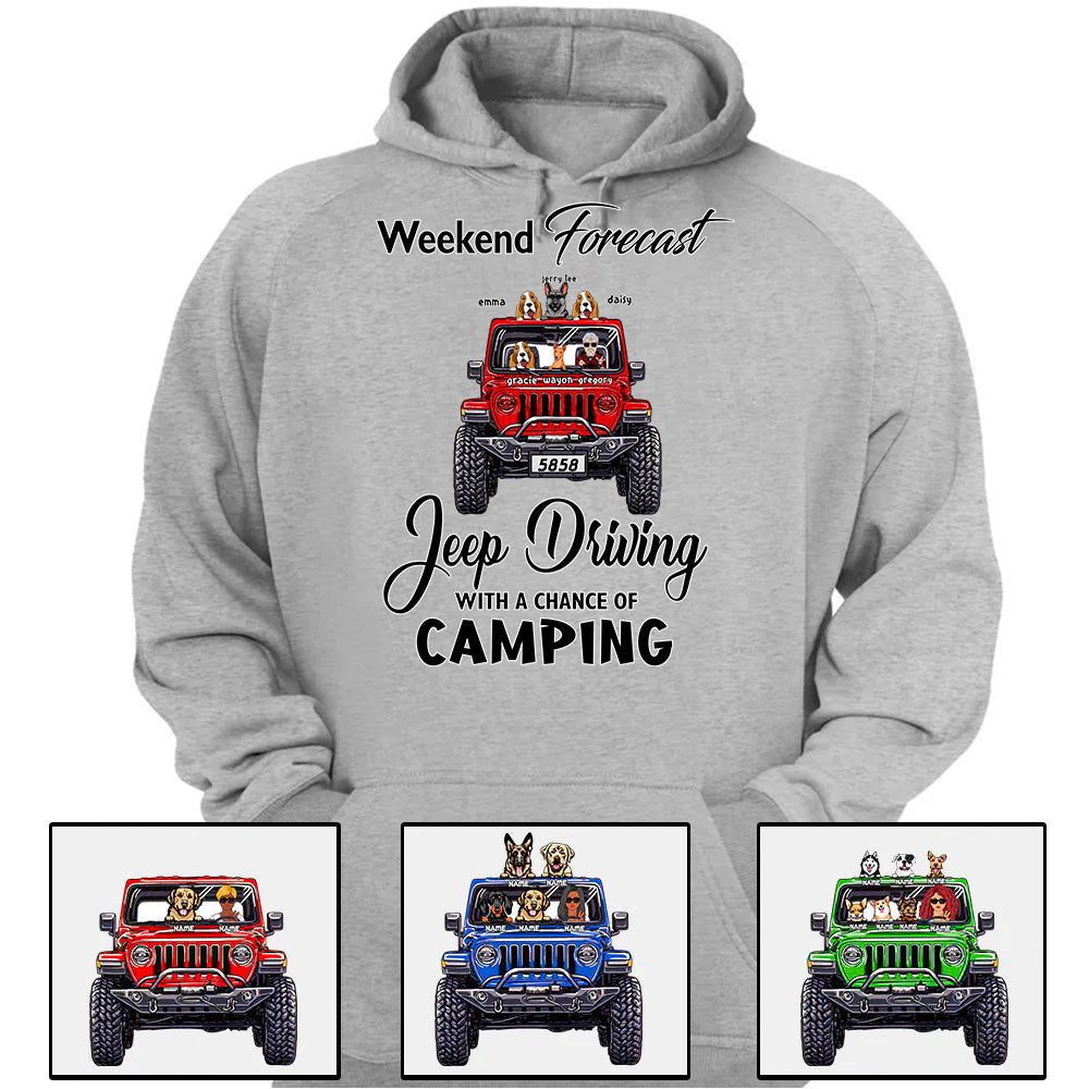 Custom JP Shirts, Weekend Forecast JP Driving With A Chance Of Camping, JP Dog JP Cat Apparel CTM00 Custom - Printyourwear