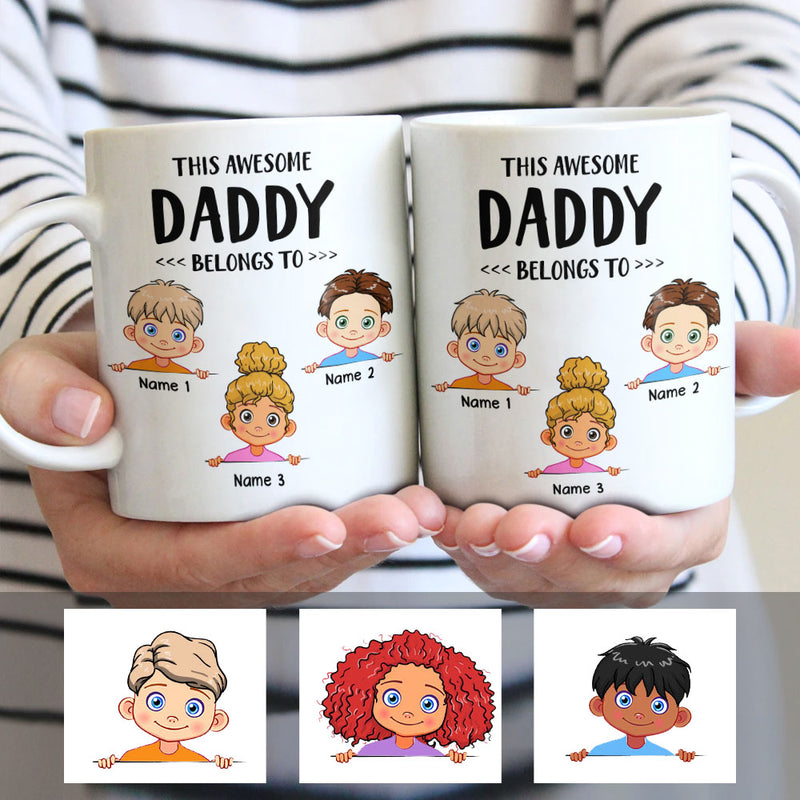 Personalized Father's Day Gift, This Awesome Mom Dad Grandma Grandpa Belongs To Mug CTM One Size 11oz size Custom - Printyourwear