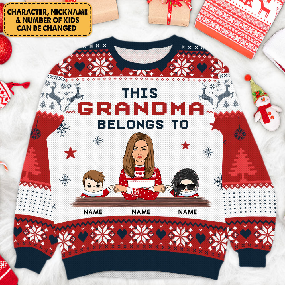 Personalized This Grandma Belongs To Grandkids All Over Print Sweatshirt Christmas For Grandma CTM Unisex Custom - Printyourwear