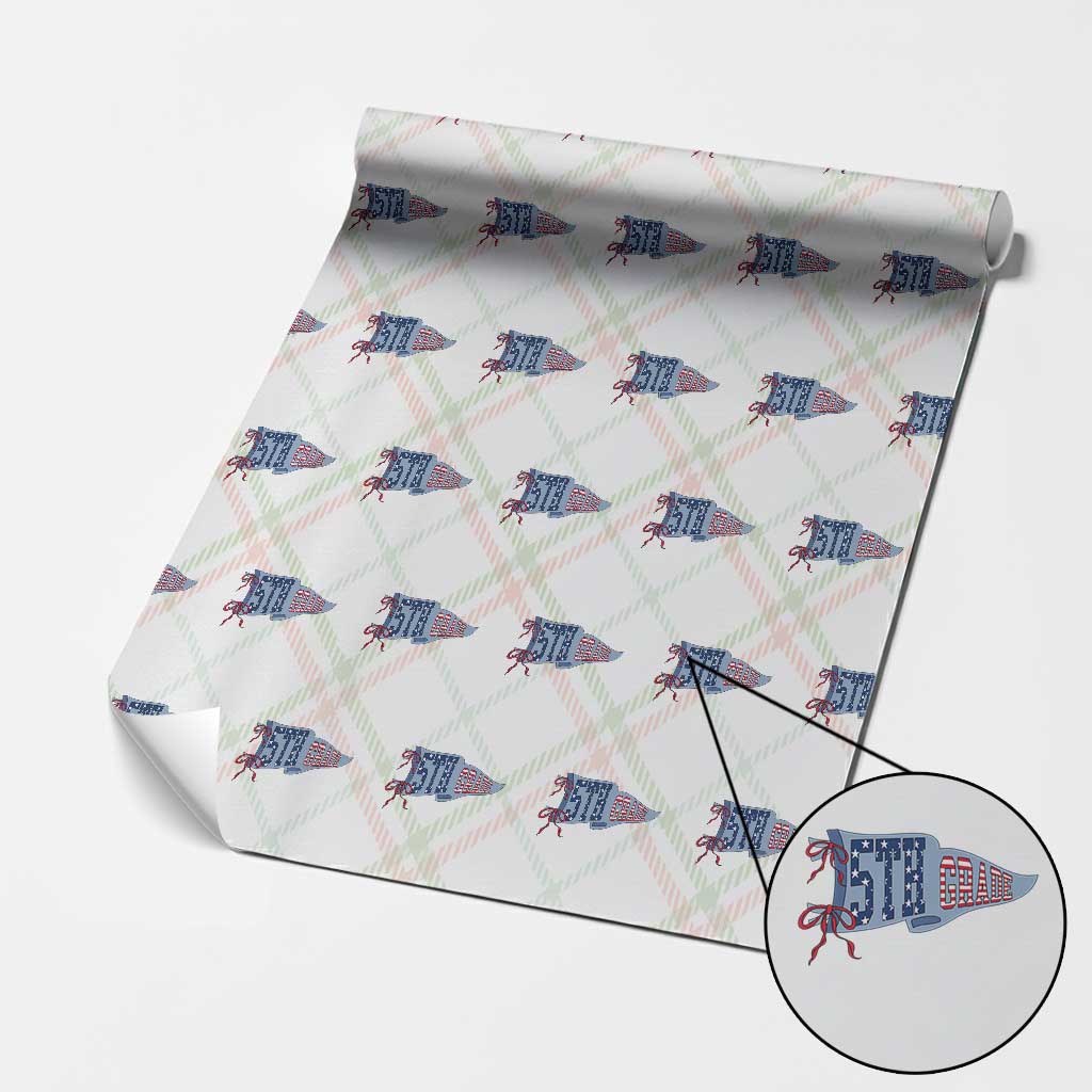 5th Grade Teacher Pennant US Flag Back to School Wrapping Paper Roll