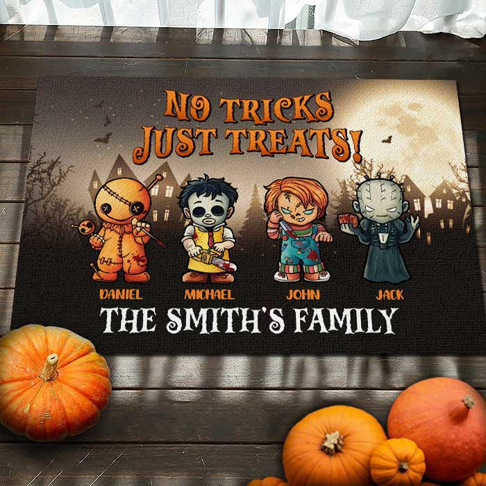 Personalized Halloween Doormat No Tricks Just Treats CTM Custom - Printyourwear
