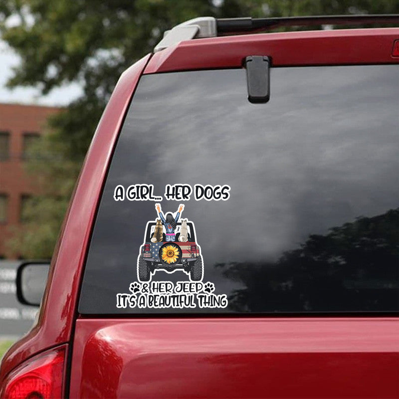 Personalized JP Decal A Girl Her Dogs and Her JP Its A Beautiful Thing CTM package 13x13cm Custom - Printyourwear