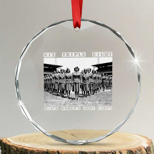 6 Triple 8 Crystal Glass Ornament Black Women's Army Corps 6888th Battalion TS02 Transparent Glass 3'' Circle Print Your Wear