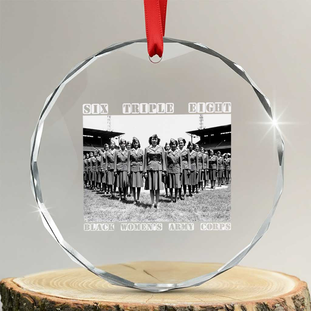 6 Triple 8 Crystal Glass Ornament Black Women's Army Corps 6888th Battalion TS02 Transparent Glass 3'' Circle Print Your Wear
