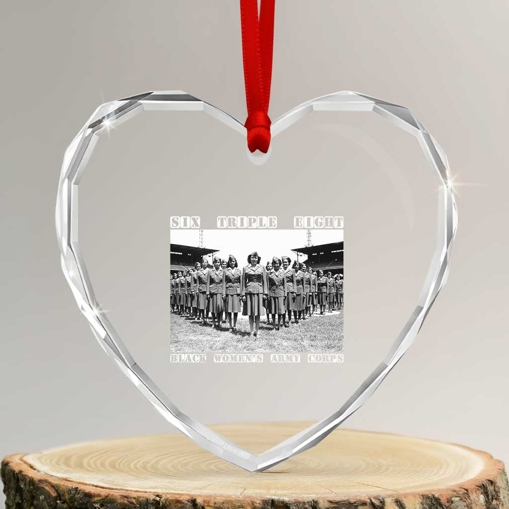 6 Triple 8 Heart Crystal Glass Ornament Black Women's Army Corps 6888th Battalion TS02 Transparent Glass 3'' Heart Print Your Wear