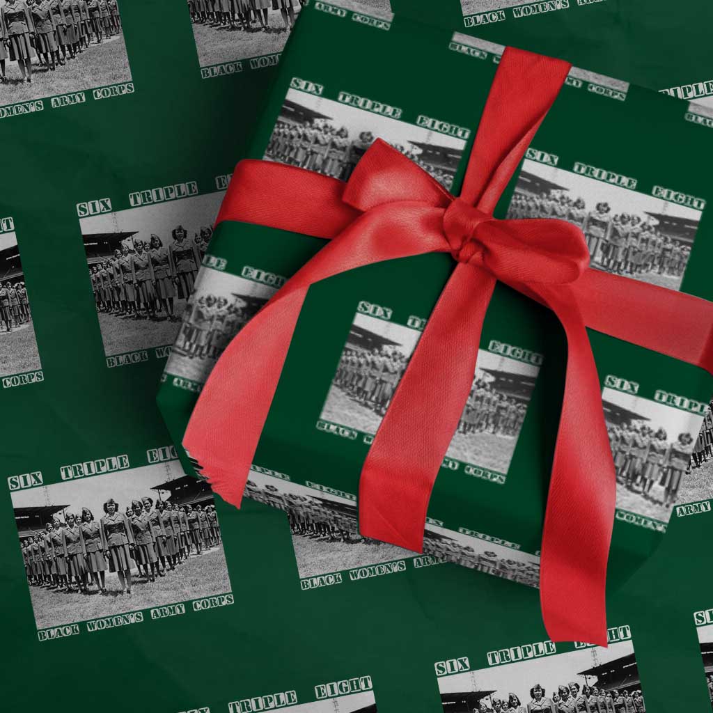 6 Triple 8 Wrapping Paper Roll Black Women's Army Corps 6888th Battalion TS02 Green Print Your Wear
