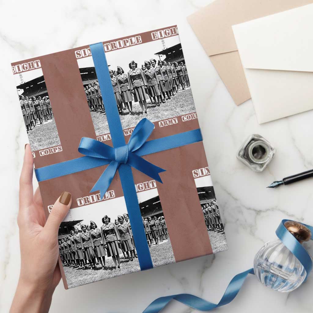 6 Triple 8 Wrapping Paper Roll Black Women's Army Corps 6888th Battalion TS02 Mocha Print Your Wear