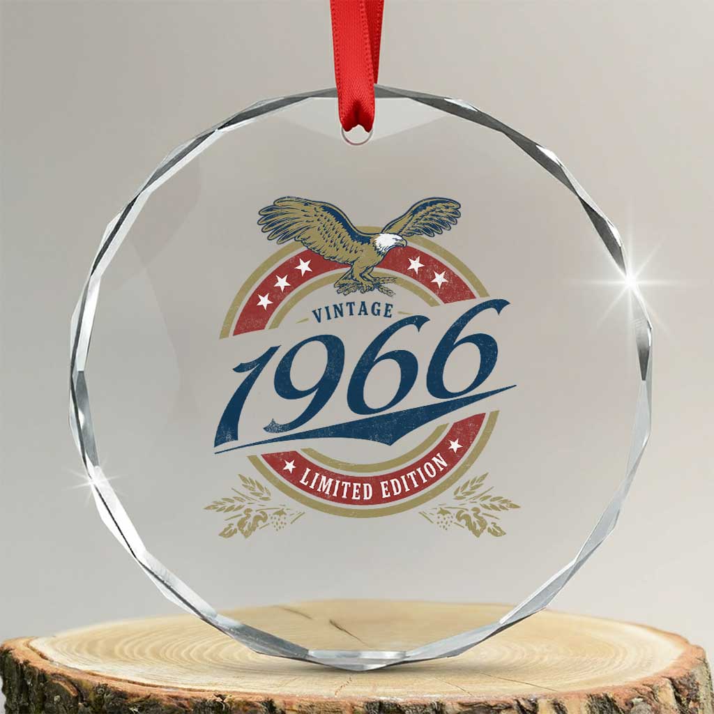 60th Birthday Beer Lover Vintage 1966 Limited Edition Crystal Glass Ornament Bald Eagle TS11 Transparent Glass 3'' Circle Print Your Wear