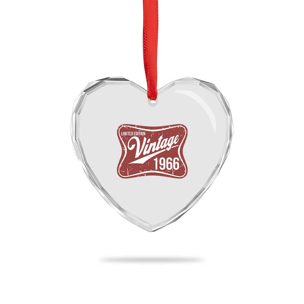 60th Birthday Beer Lover Vintage 1966 Limited Edition Heart Crystal Glass Ornament Red Metal Beer Soft Sign Graphic