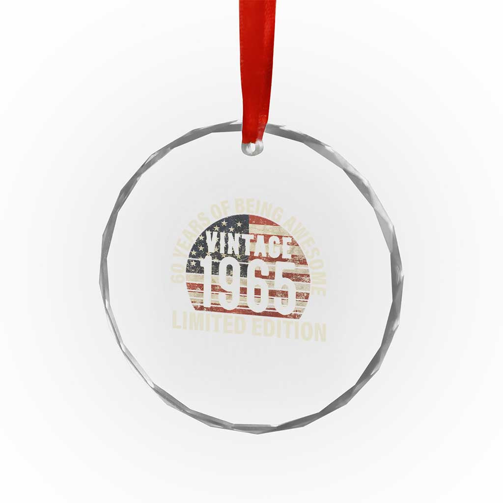 60th Birthday Crystal Glass Ornament Vintage 1965 Limited Edition 60 Years Of Being Awesome American Flag TS11 Print Your Wear