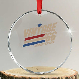 60th Birthday Crystal Glass Ornament Vintage 1966 60 Years Old Birthday USA Stripes TS11 Transparent Glass 3'' Circle Print Your Wear