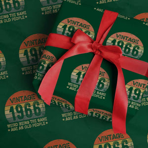 60th Birthday Wrapping Paper Roll Retro 1966 Weird Being The Same Age As Old People TS10 Green Print Your Wear