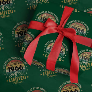 60th Birthday Wrapping Paper Roll Vintage 1966 Limited Edition Retro 60 Years Of Being Awesome Mountain