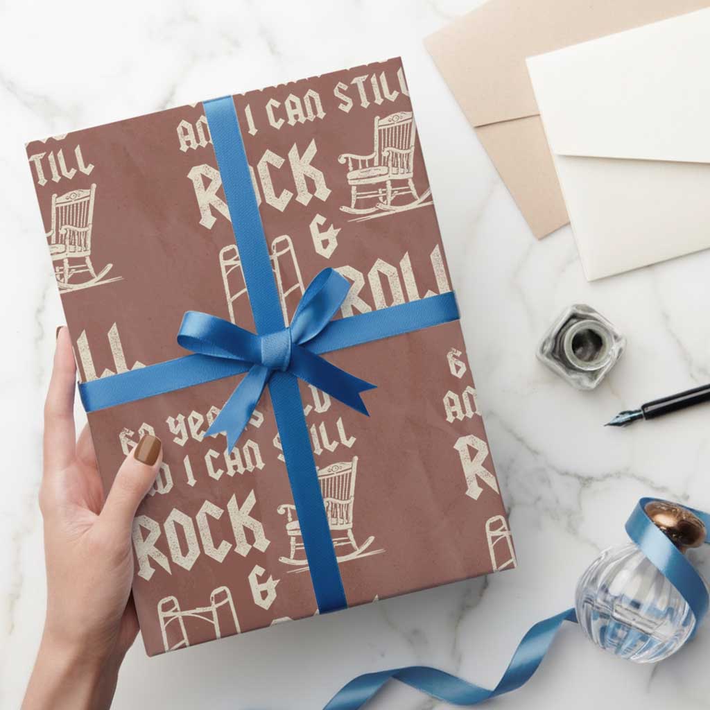 60th Birthday Gift For Men Wrapping Paper Roll Funny Man Saying Gag Gift 60 Years Old Birthday TS10 Mocha Print Your Wear