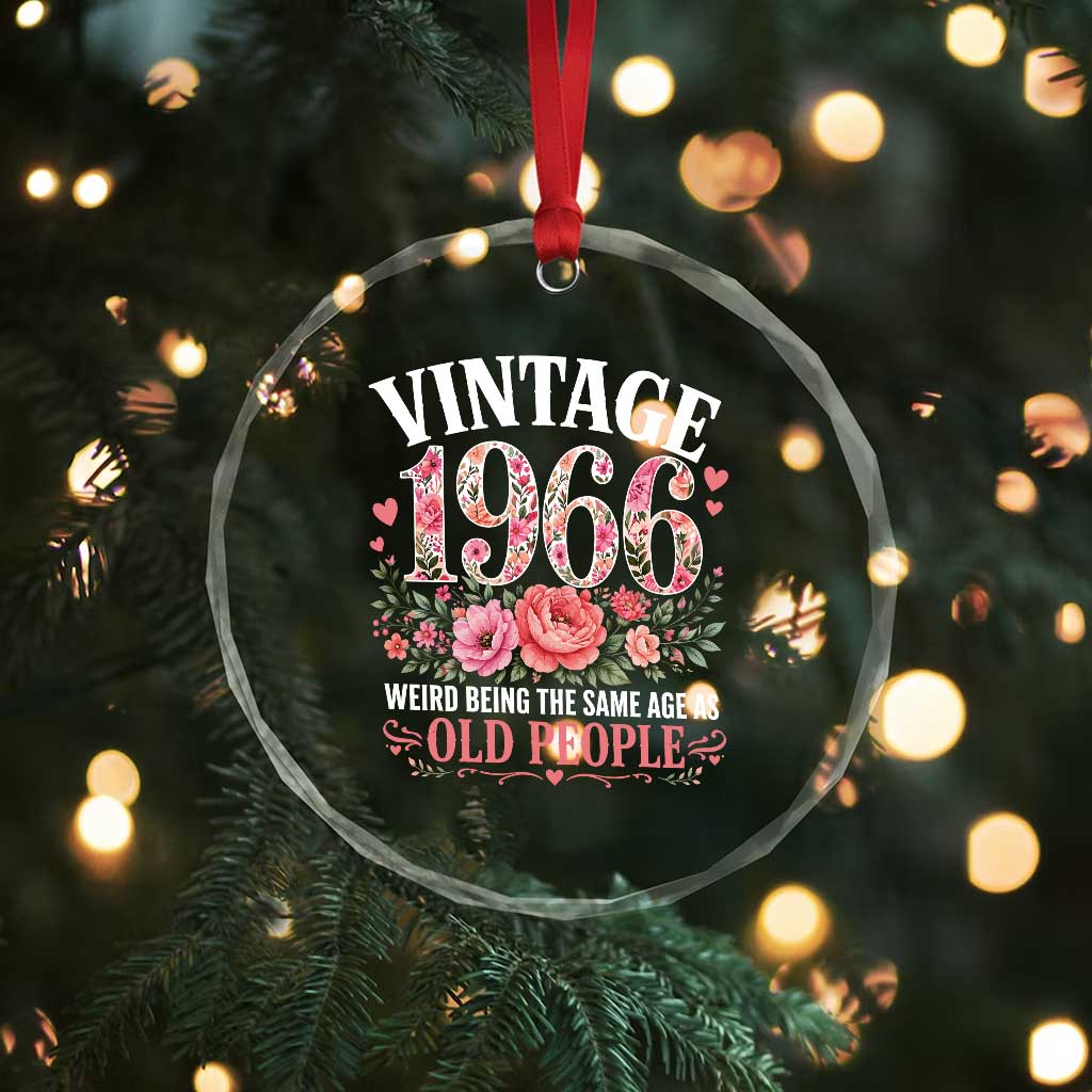 60th Birthday Gifts For Her Crystal Glass Ornament Floral 1966 Weird Being The Same Age As Old People TS10 Print Your Wear