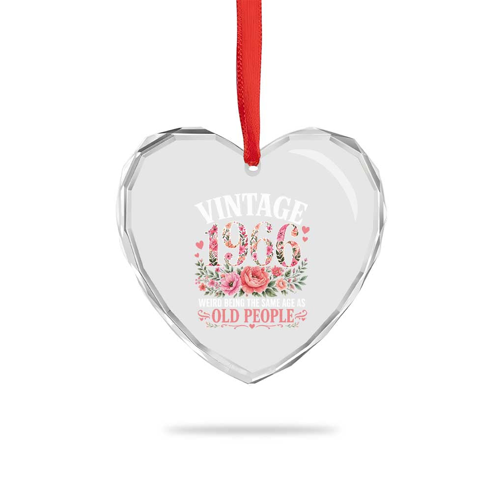 60th Birthday Gifts For Her Heart Crystal Glass Ornament Floral 1966 Weird Being The Same Age As Old People TS10 Print Your Wear