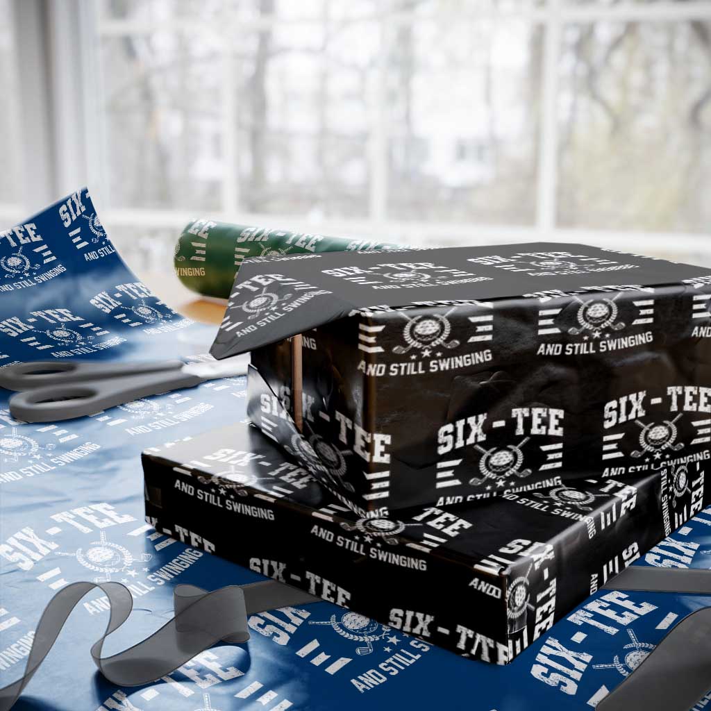 60th Birthday Golf Wrapping Paper Roll Funny Six Tee And Still Swinging 60 Years Old TS11 Black Print Your Wear