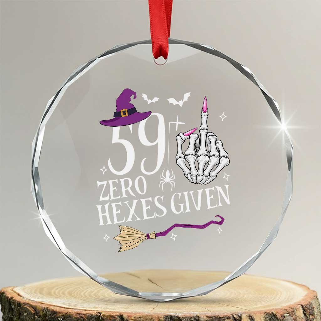 60th Birthday Halloween Crystal Glass Ornament 59 Plus Middle Finger Zero Hexes Given Gift For Women TS14 Transparent Glass 3'' Circle Print Your Wear