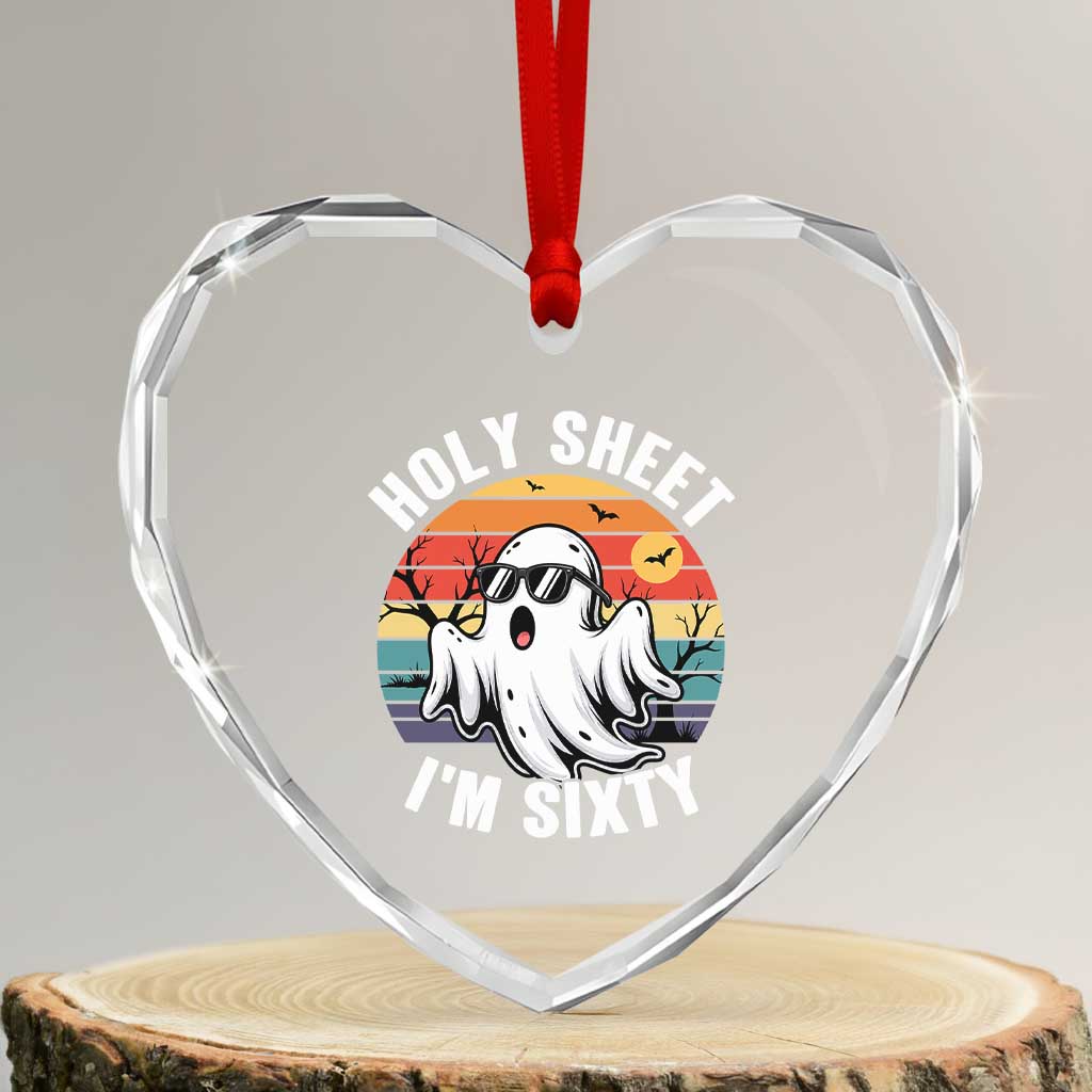 60th Birthday Halloween Ghost Heart Crystal Glass Ornament Holy Sheet I'm Sixty TS14 Transparent Glass 3'' Heart Print Your Wear