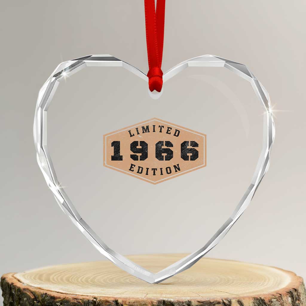 60th Birthday Heart Crystal Glass Ornament 1966 Limited Edition Gifts For Turning 60 TS11 Transparent Glass 3'' Heart Print Your Wear