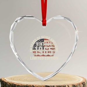 60th Birthday Heart Crystal Glass Ornament Vintage 1965 Limited Edition 60 Years Of Being Awesome American Flag - Print Your Wear