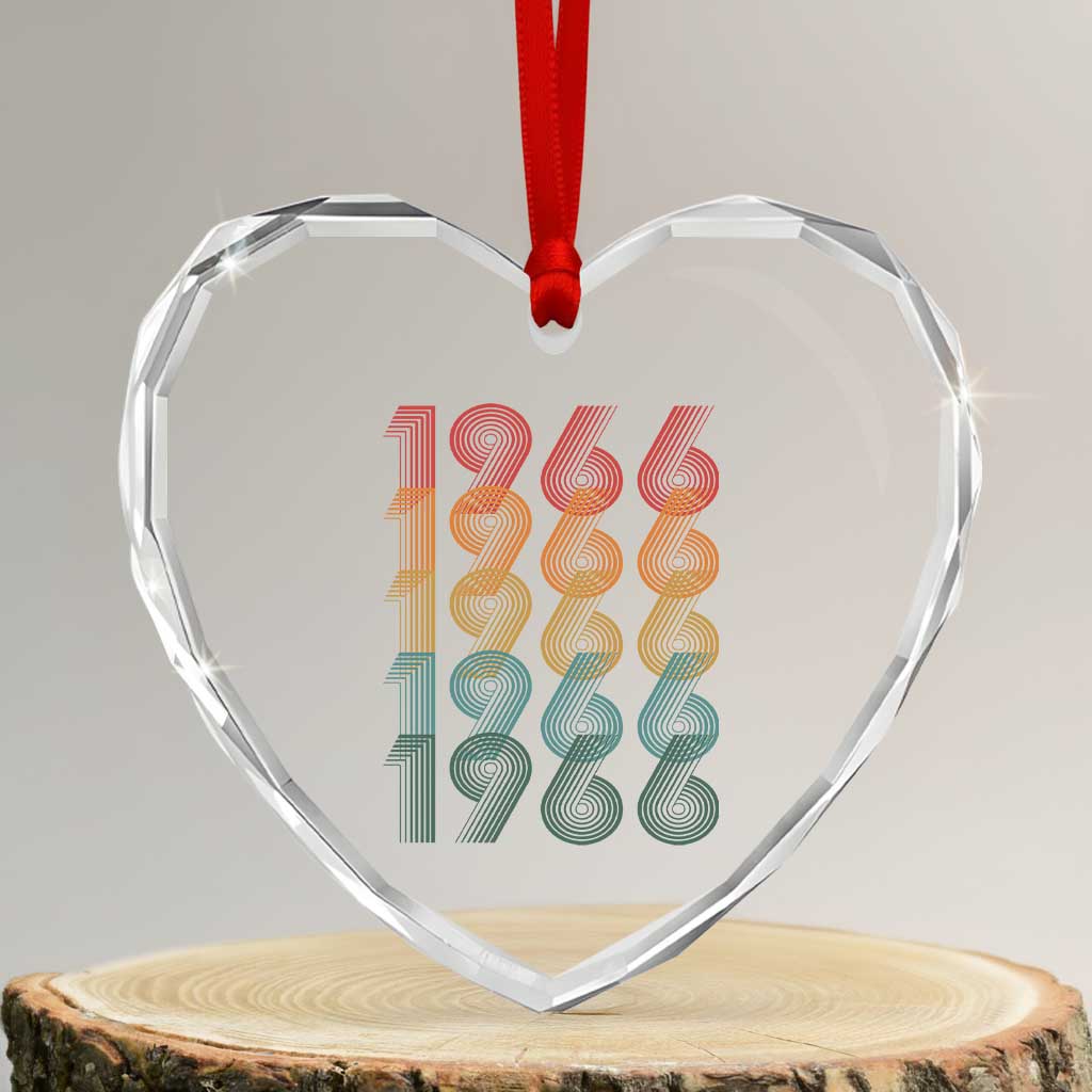 60th Birthday Heart Crystal Glass Ornament Vintage 1966 Retro 60 Years Old Birthday TS11 Transparent Glass 3'' Heart Print Your Wear