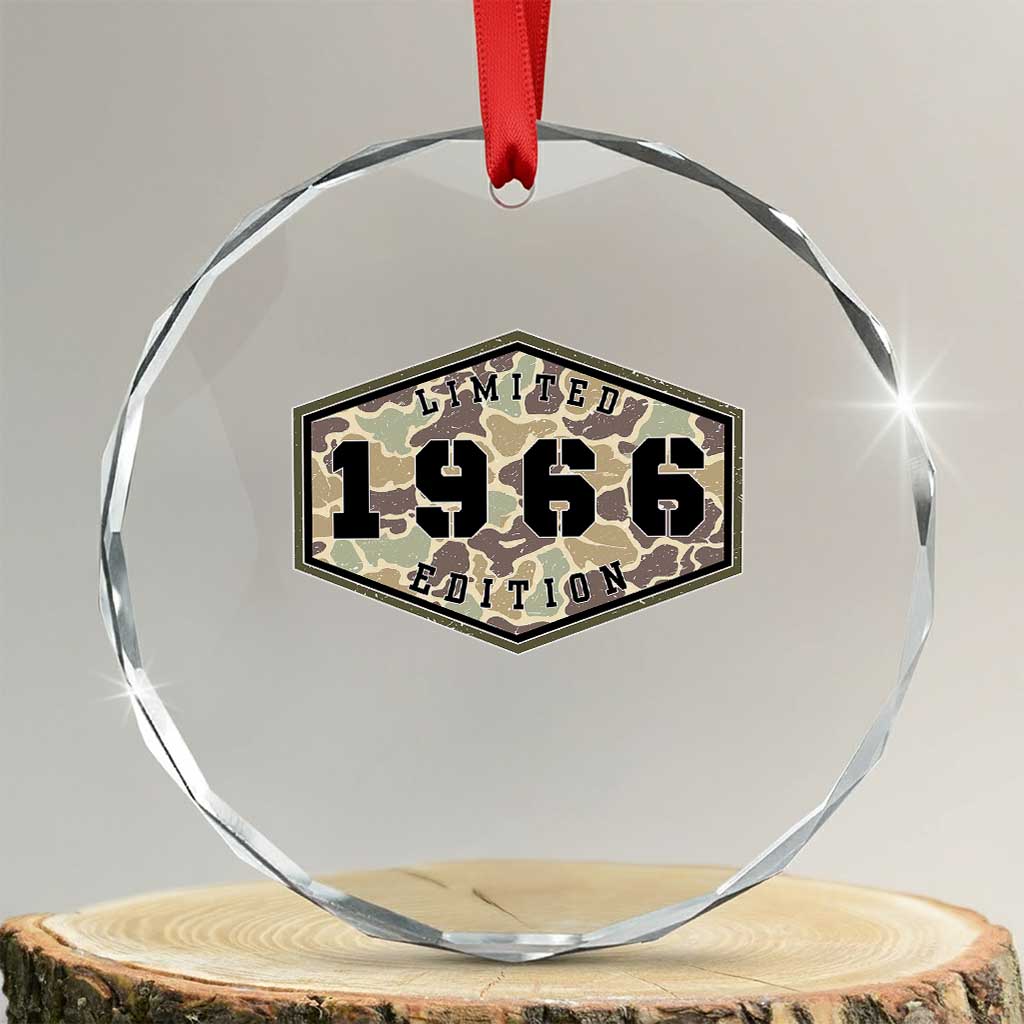 60th Birthday Hunting Crystal Glass Ornament 1966 Limited Edition Vintage Camouflage Gifts For Turning 60