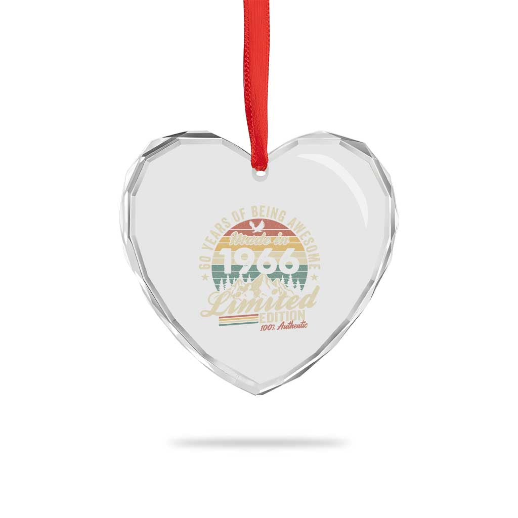 60th Birthday Made In 1966 Heart Crystal Glass Ornament 60 Years Of Being Awesome Vintage Limited Edition TS11 Print Your Wear