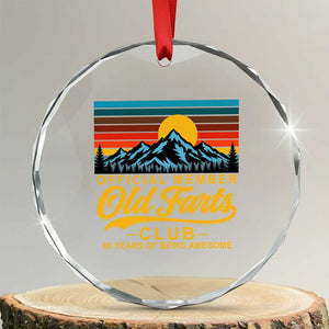 60th Birthday Official Member Old Fart Club Crystal Glass Ornament 60 Years of Being Awesome Funny Fart Joke Retro