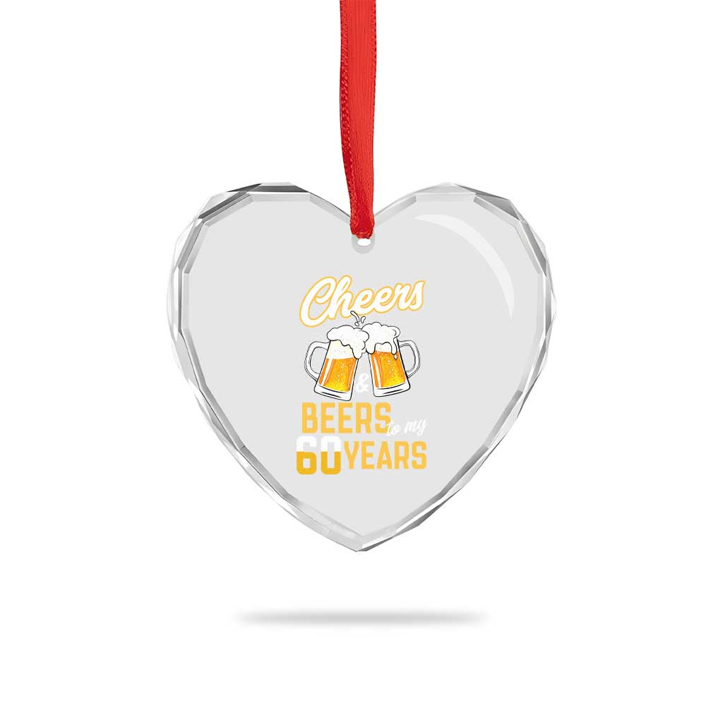 60th Birthday Party Gift Heart Crystal Glass Ornament Cheers Beers To My 60 Years