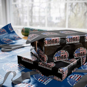 60th Birthday Wrapping Paper Roll Vintage 1966 60 Year Old Birthday American Flag TS10 Black Print Your Wear