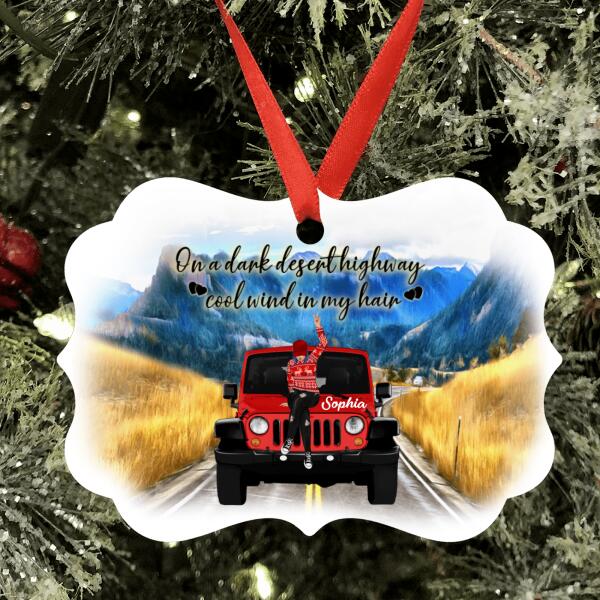 Personalized JP Ornaments Off Road Girl On A Dark Desert Highway Cool Wind In My Hair CTM Custom - Printyourwear
