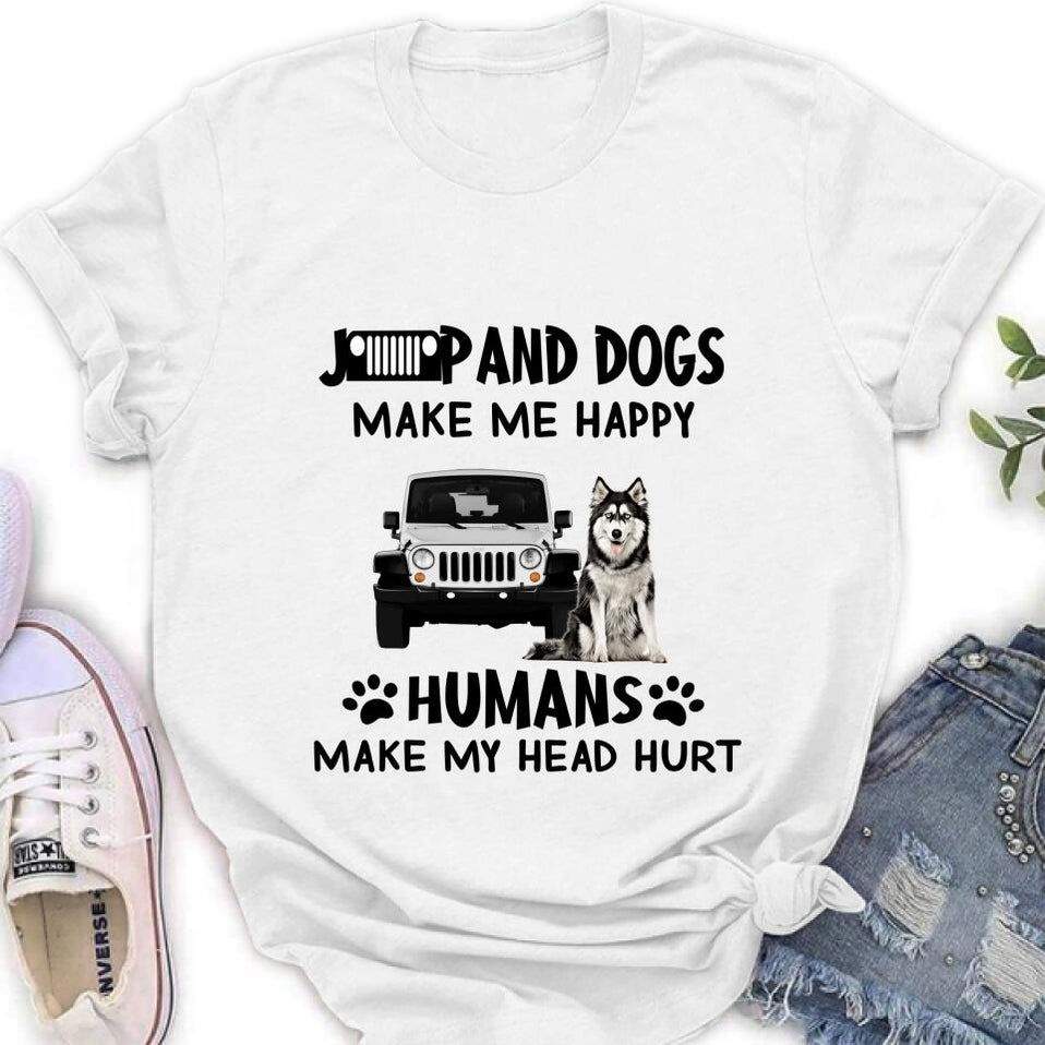 Custom JP T Shirt Off Road and Dogs Make Me Happy Gift Idea For Off Road, Dog Lover CTM Youth Custom - Printyourwear