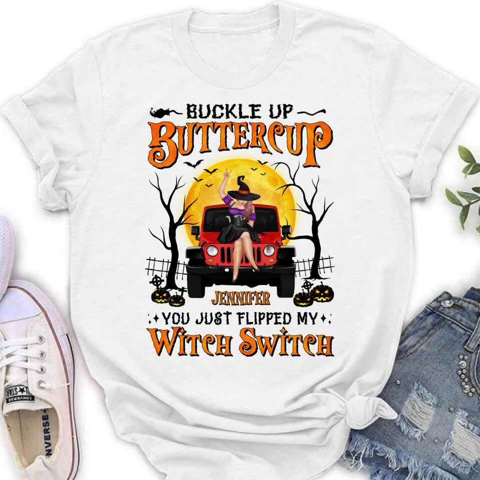 Custom JP T Shirt Off Road Witch Halloween, Off Road Lovers Buckle Up Buttercup You Just Flipped My Witch Switch CTM Youth Custom - Printyourwear