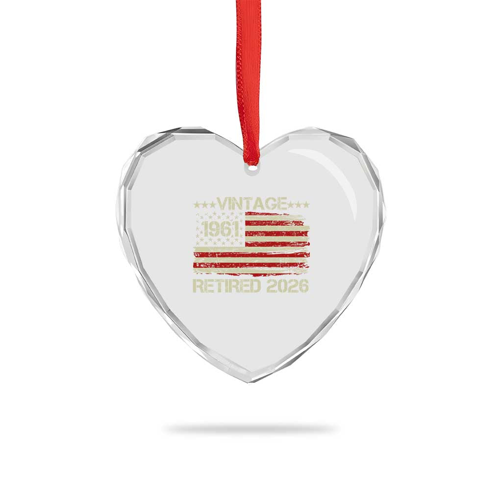 65th Birthday Retirement Heart Crystal Glass Ornament Vintage 1961 Retired 2026 American Flag TS11 Print Your Wear
