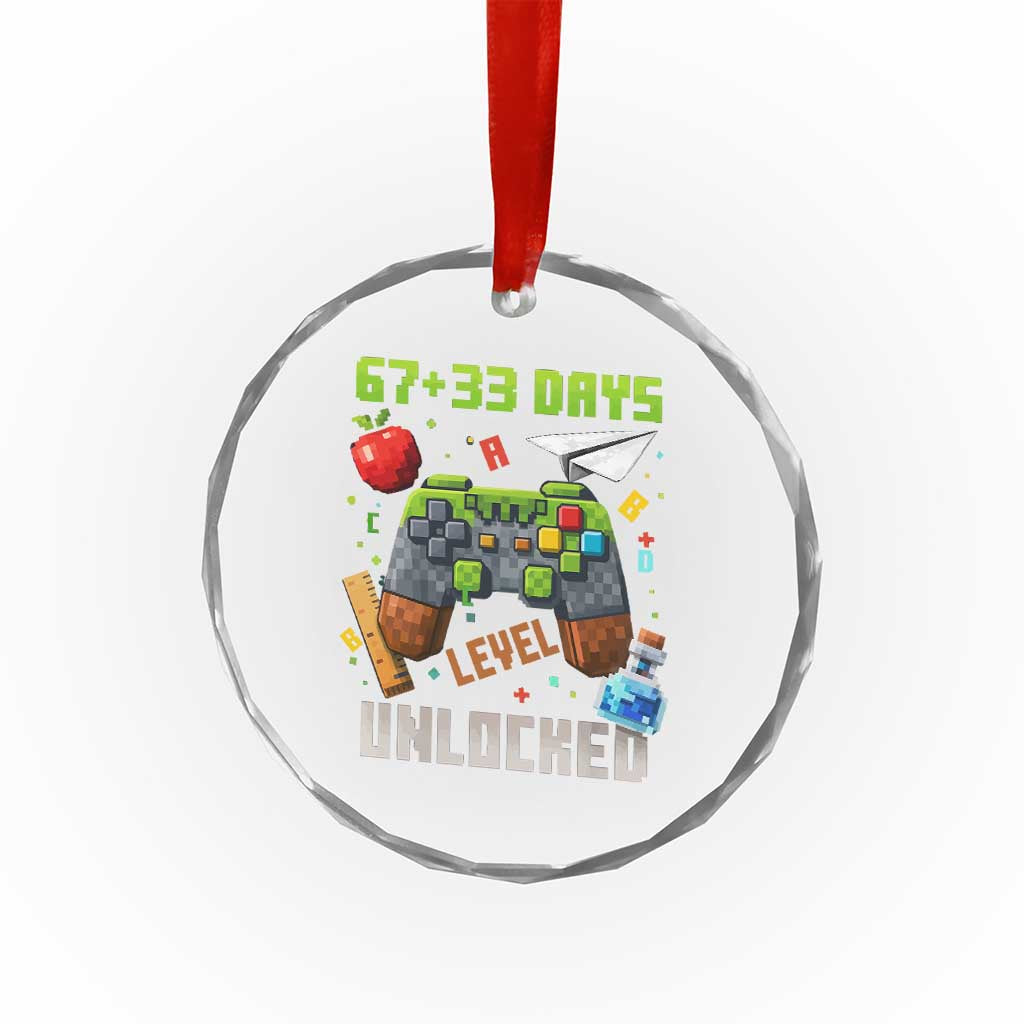 67 33 100 Days Level Unlocked Crystal Glass Ornament Gaming 100th Day of School Boys Kid TS10 Print Your Wear