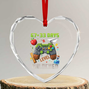 67 33 100 Days Level Unlocked Heart Crystal Glass Ornament Gaming 100th Day of School Boys Kid TS10 Transparent Glass 3'' Heart Print Your Wear