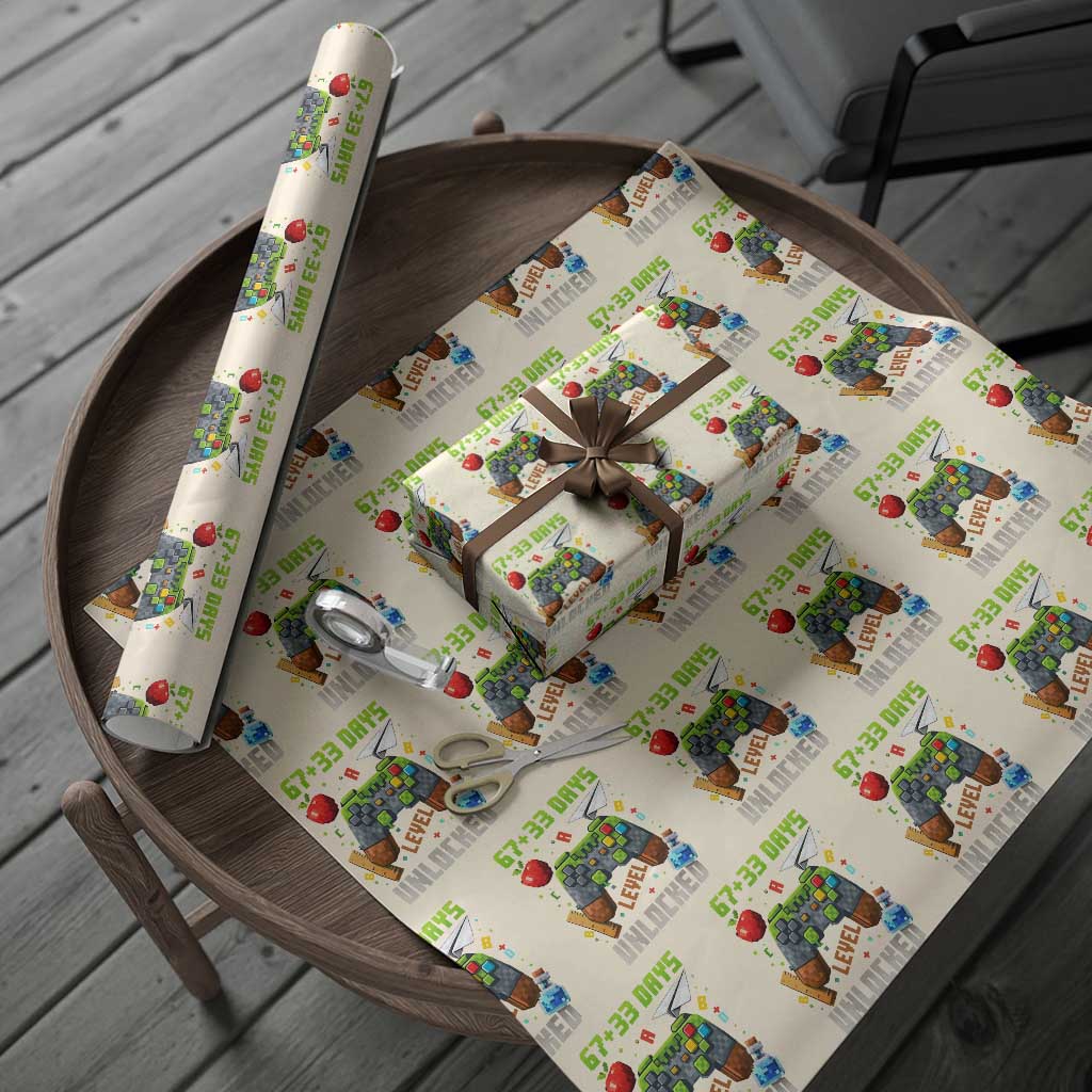 67 33 100 Days Level Unlocked Wrapping Paper Roll Gaming 100th Day of School Boys Kid TS10 Beige Print Your Wear