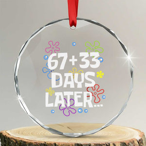 67 33 One Hundred Days Later Crystal Glass Ornament Funny 100th Day of School Flowers TS10 Transparent Glass 3'' Circle Print Your Wear