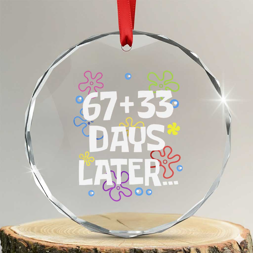 67 33 One Hundred Days Later Crystal Glass Ornament Funny 100th Day of School Flowers TS10 Transparent Glass 3'' Circle Print Your Wear