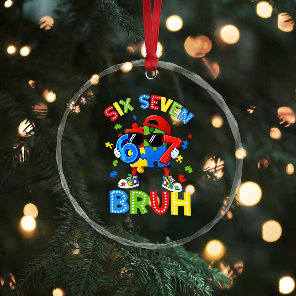 67 Autism Awareness Crystal Glass Ornament Funny Six Seven Bruh Autistic Puzzle Kids Boys TS11 Print Your Wear