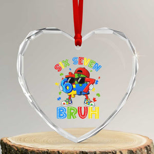 67 Autism Awareness Heart Crystal Glass Ornament Funny Six Seven Bruh Autistic Puzzle Kids Boys TS11 Transparent Glass 3'' Heart Print Your Wear