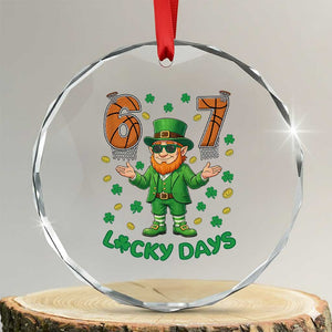 67 Basketball St Patricks Day Crystal Glass Ornament Funny Six Seven Leprechaun Meme TS14 Transparent Glass 3'' Circle Print Your Wear