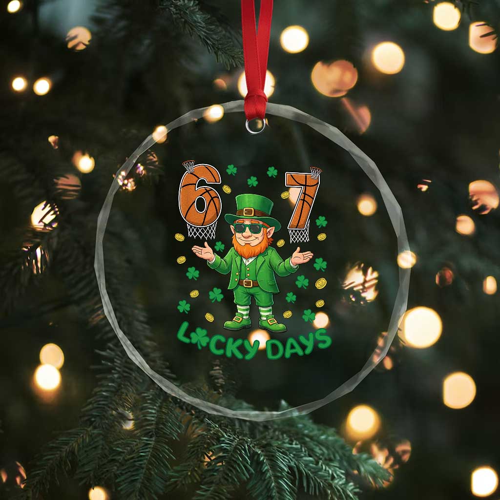 67 Basketball St Patricks Day Crystal Glass Ornament Funny Six Seven Leprechaun Meme TS14 Print Your Wear