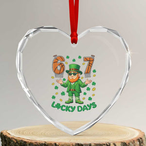 67 Basketball St Patricks Day Heart Crystal Glass Ornament Funny Six Seven Leprechaun Meme TS14 Transparent Glass 3'' Heart Print Your Wear