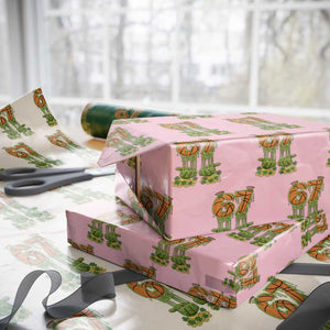 67 Basketball St Patricks Day Wrapping Paper Roll Funny Six Seven Gen Alpha Meme Drip TS14 Light Pink Print Your Wear