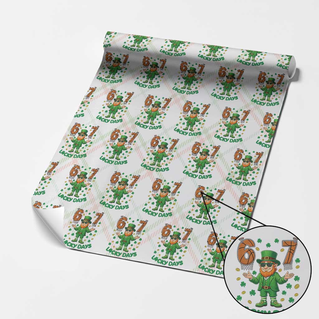 67 Basketball St Patricks Day Wrapping Paper Roll Funny Six Seven Leprechaun Meme TS14 Christmas Plaid Print Your Wear