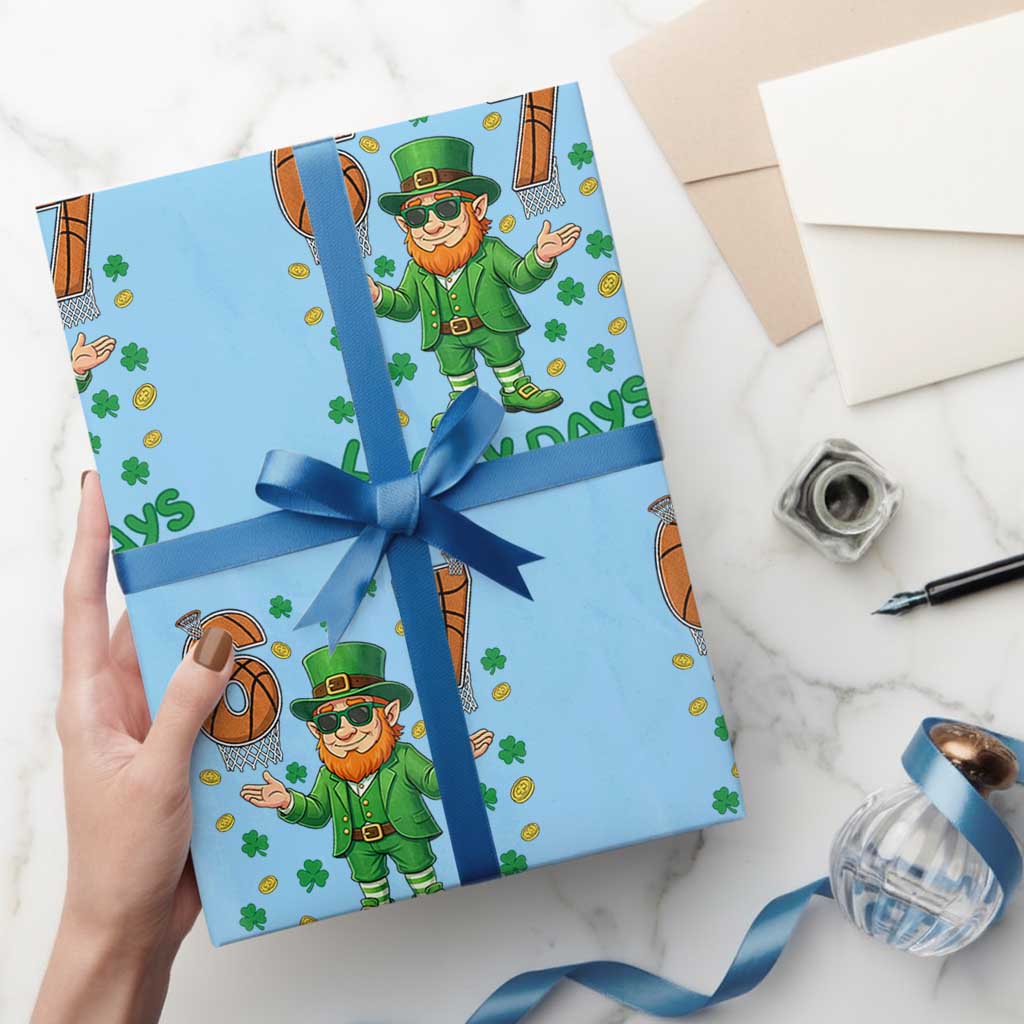 67 Basketball St Patricks Day Wrapping Paper Roll Funny Six Seven Leprechaun Meme TS14 Light Blue Print Your Wear