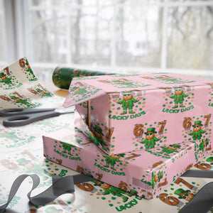 67 Basketball St Patricks Day Wrapping Paper Roll Funny Six Seven Leprechaun Meme TS14 Light Pink Print Your Wear