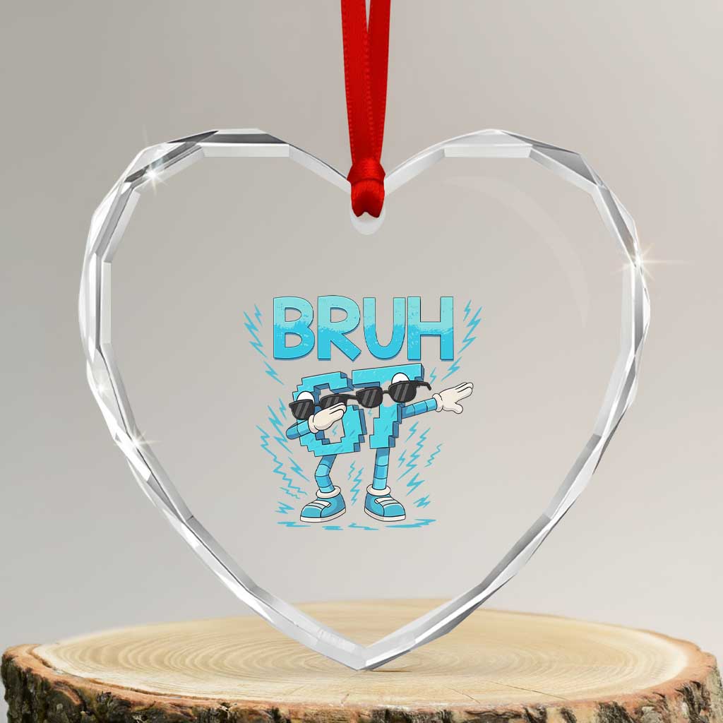 67 Bruh Meme Heart Crystal Glass Ornament Funny Six Seven Italian Brainrot TS14 Transparent Glass 3'' Heart Print Your Wear